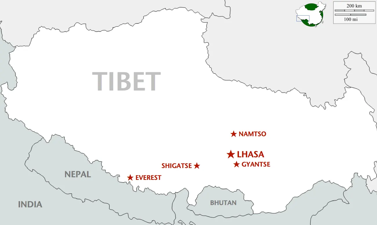 TT-03 Tibet Highlights route map