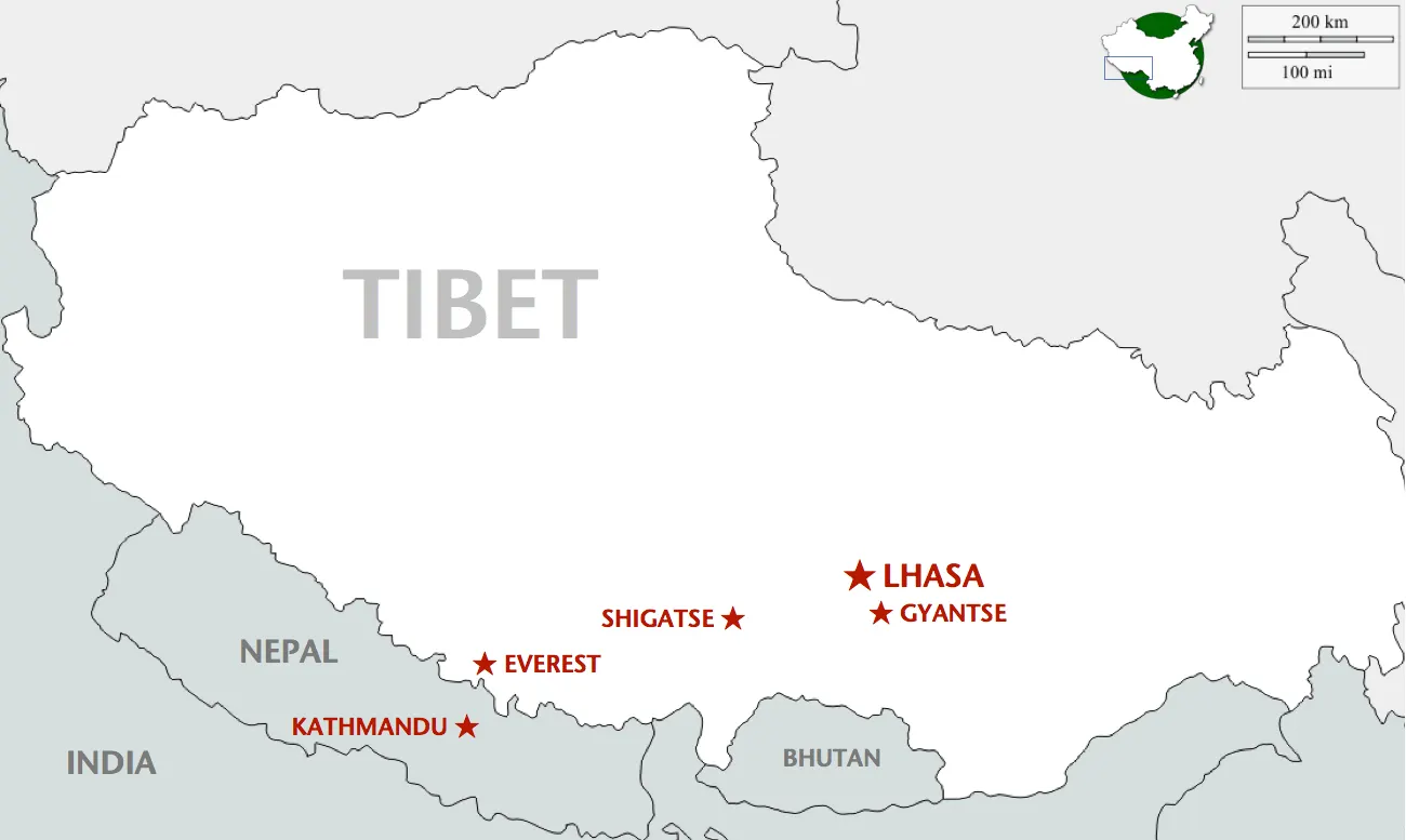 TT-04 Lhasa to Kathmandu route map