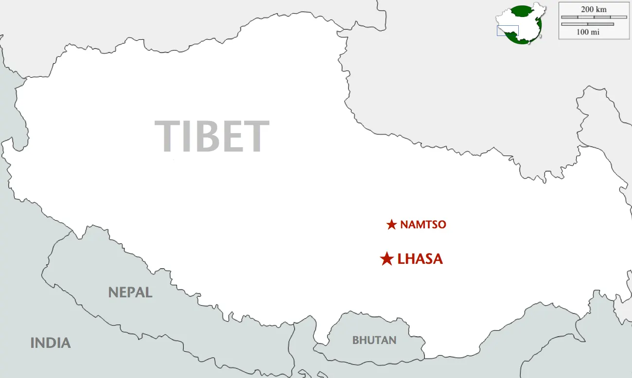 TT-06 Lhasa & Namtso Lake route map